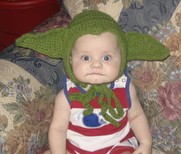 kid with crocheted yoda ears